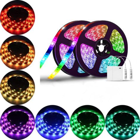 2 Pack 50cm Multicolor RGB LED Strip Lights + Battery Box + Mini Controller (1/5)