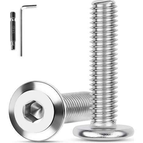 10 Pièces Vis M8 x 60 mm Tête Plate A2 V2A Vis inox M8 Pour Boulons de Meubles Six Pans Creux Avec Clé Hexagonale (1/5)