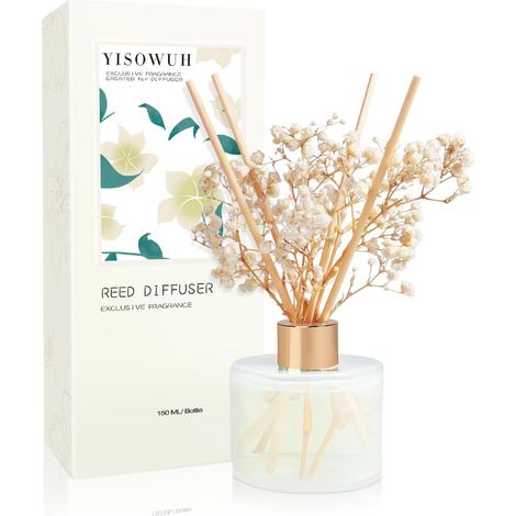 Home Fragrance Diffuser, 150 ml, White Jasmine Fragrance Diffuser with 8 Long Lasting Fragrance Sticks for Home, Bathroom, Room Decoration (1/5)
