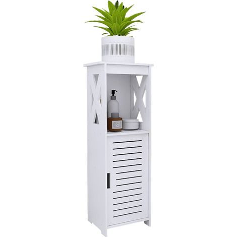 Meuble de salle de bain, meuble bas de salle de bain, étagère murale, étagère de salle de bain avec portes, 26 x 20 x 75 cm, blanc (1/5)
