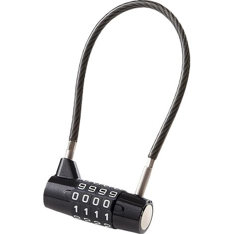 Supecesorio Candado de cable de acero con 4 dígitos, combinación de números, cuerda de alambre de 175 mm, impermeable y antirrobo, para bicicleta, equipaje, taquillas, maletín de herramientas y (1/5)