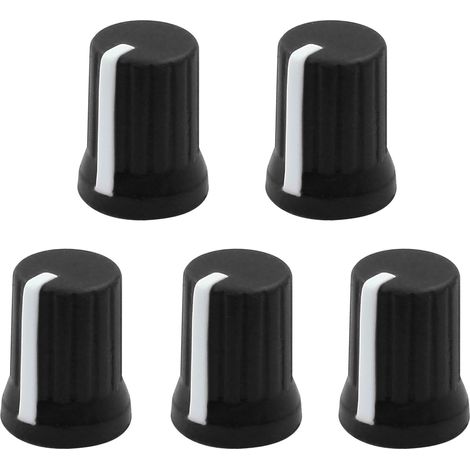 Bouton Rotatif - Lot de 5 - Caoutchouc Noir - Axe Type D 6mm - Pour Console DJ Et Égaliseur - 15x19mm (1/5)