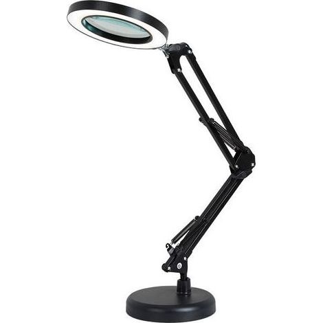 Loupe Loupe, Lampe de Table Lumineuse de Bureau, Grossissement 8X 10 Niveaux de Luminosité Réglable, avec 64 LED, Noir (1/5)