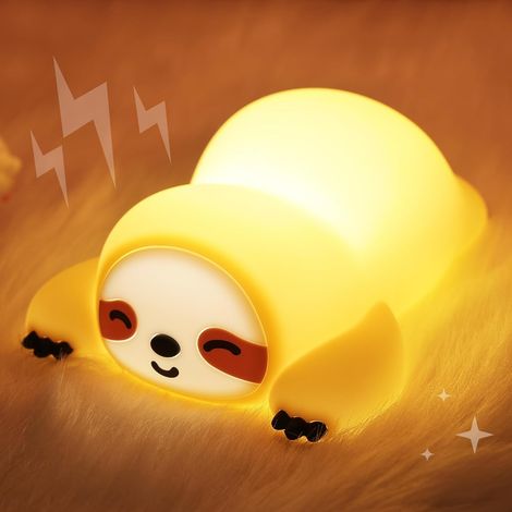 Lámpara de noche para niños en forma de perezoso – LED regulable, recargable, en silicona suave, con temporizador, regalo para niños, ideal para habitación infantil (1/5)