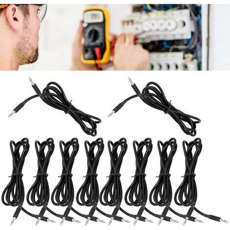 Bananenstecker-Prüfkabel J.70011 4 mm, Stecker auf Stecker, Bananenstecker-Prüfkabel aus Messing, verkauft in 10er-Packungen, schwarz. (1/5)