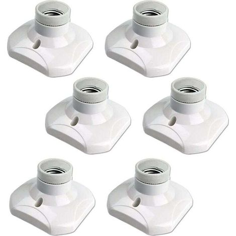 Douille Plafond E27 à Visser, Douille E27 Garage, AC 220-240V, Support Douille pour Ampoule LED, Base Plafonnier Culot E27, Base de Lampe Plastique Blanche pour Lampe au Mur, lot de 6 (1/4)