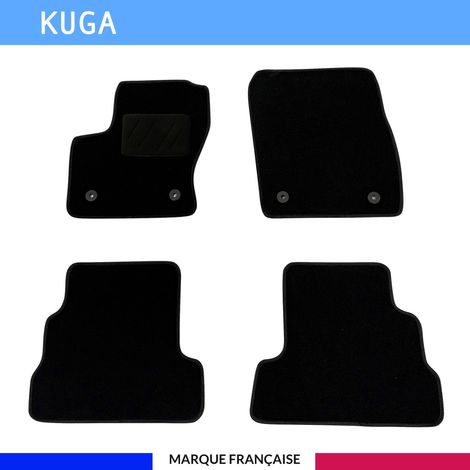 Tapis de sol voiture - Sur mesure pour Ford KUGA (10/2015-06/2019) - Antidérapant - Tapis de sol 4 pièces - Moquette - Noir (1/4)