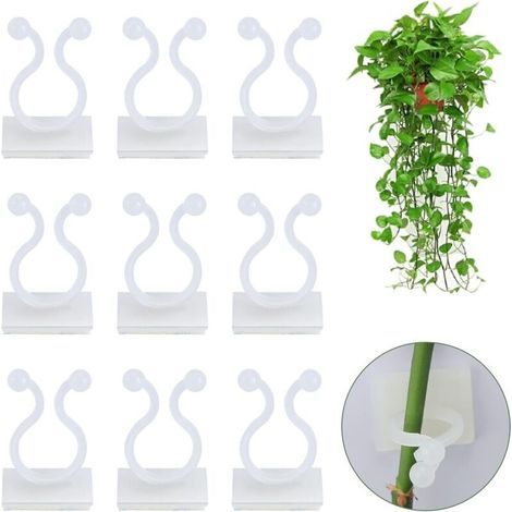 100 Pieces Climbing Plant Support Clips, Wall Plant Clips, Vine Wall Clips, Clips for Climbing Plants - White (1/5)