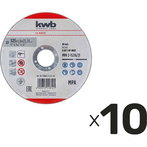 KWB Trennscheibe, 711812, 125x1,0 mm, 10 Stück