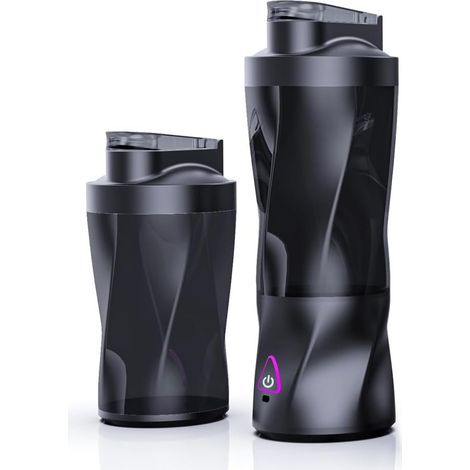 Tragbarer Standmixer, ideal für Smoothies und Cremes, USB-aufladbar, Mini-Saftbecher mit 6 Klingen und Deckel, 680 ml Fassungsvermögen (Einzelbecher), selbstreinigend (1/5)
