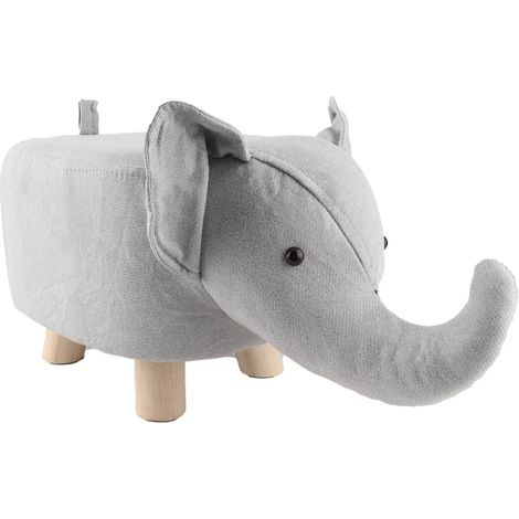 Tabouret animal en bois mousse haute résilience design mignon gris blanc pour entrée salon rangement chaussures stable confortable (1/5)