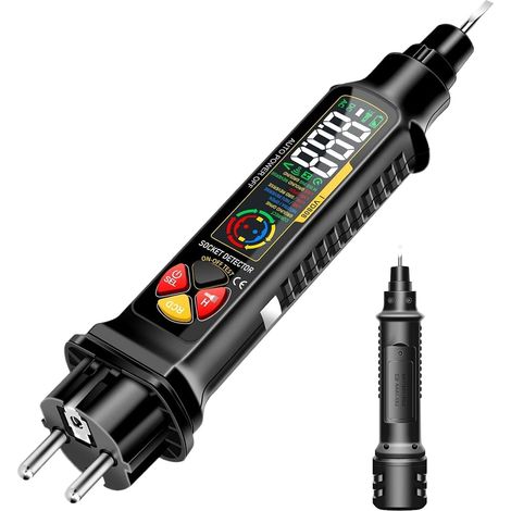 Comprobador de enchufes eléctricos, detector de enchufes inteligente con pantalla LED e indicador luminoso  Detector de circuitos eléctricos de 2-300 V - para uso doméstico, en caravanas, autocaravana (1/5)