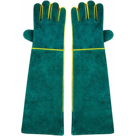1 Paire de Gants de Soudure, 58 cm Longueur de l'épaule Split Vachette, doublé en Mousse, Rouge Long pour MIG, TIG Soudeurs, BBQ, Jardinage, Réchaud, cheminée (1/3)