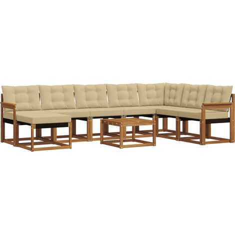 Outdoor Sofa Set with Cushion 9 pcs Natural and Beige vidaXL (1/5)