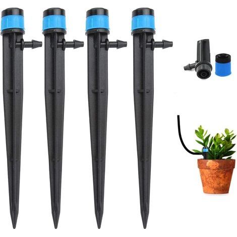 100 gocciolatori per irrigazione a goccia, sistema di irrigazione fai da te, kit di irrigazione a goccia per piante da interno ed esterno - Blu - Regolabile a 360° (1/5)