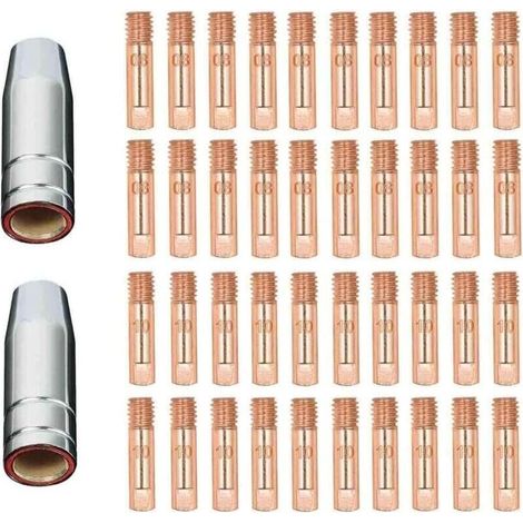 42 pices MB15 15AK buses de gaz buses de contact porte-buse 0,8 mm MIG/MAG consommables pour torche de soudage pointes de contact MIG machine de soudage MIG