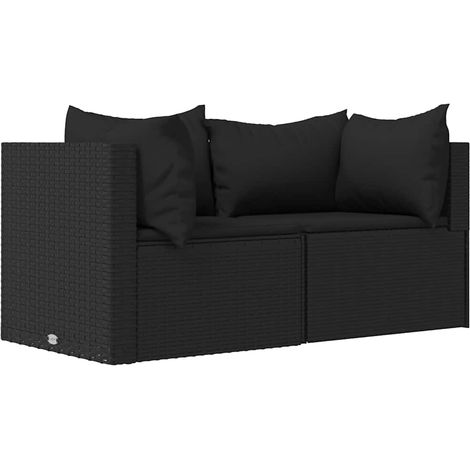 Maison Exclusive - Divani Angolari da Giardino con Cuscini 2pz in Polyrattan Nero
