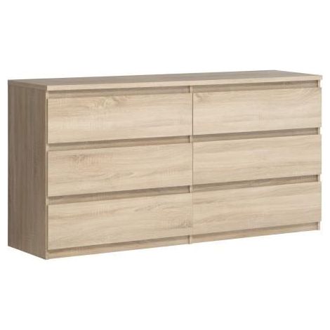 Commode CHELSEA 6 Tiroirs - Couleur chêne - L 154 x P 42,2 x H 79,9 cm (1/5)
