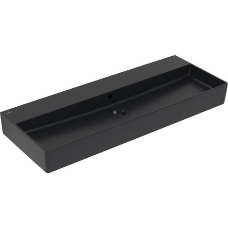 Bac à eau rectangulaire VB WT Memento 2.0 1200 x 470 mm avec trop-plein. Dessous fermé. Noir pur cplus
