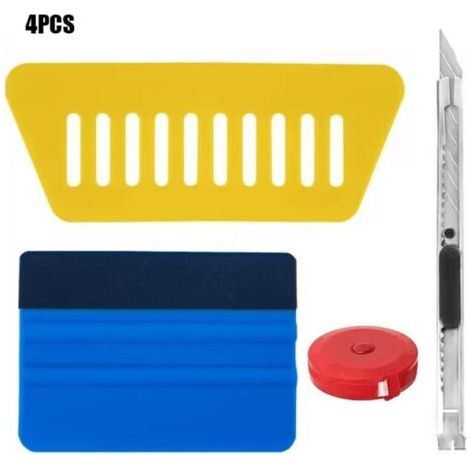 QORVA-Outil d'application de Papier Peint,Raclette pour Pose Adhesif,avec Squeegee au Silicone,Couteau Universel et des Lames,Mètre Ruban