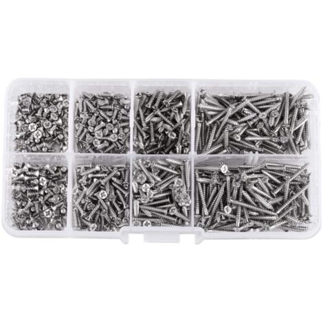 800pcs Flat Head Self Drilling Screws M2 Self Tapping Screws Tek Sheet Metal Screws with Box 4mm - 20mm (1/5)