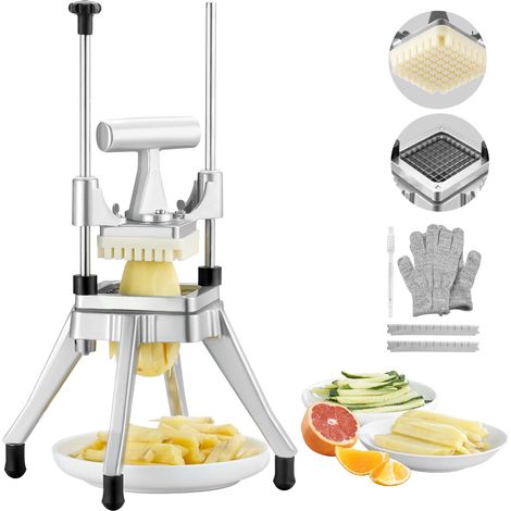 VEVOR Cortadora de Patatas Fritas Hoja de 3/8", Cortadora de Frutas y Verduras, Picadora Comercial de Frutas y Verduras para Cortar Verduras, Frutas, Pepinos, Patatas, Cebollas, Setas, Manzanas (1/5)