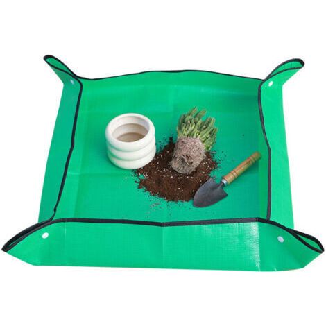 2PC Tapis de rempotage pour plantes d'intérieur, imperméable et portable, en polyéthylène, respectueux de l'environnement, 33 x 33 cm (1/4)