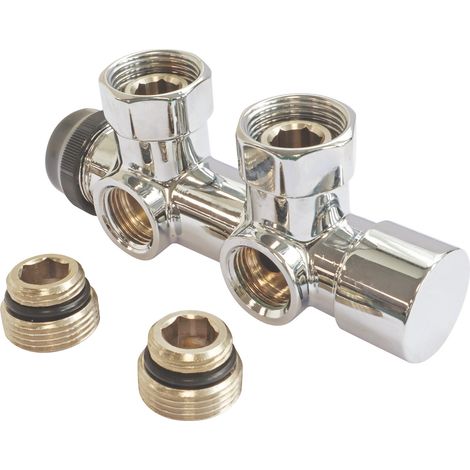 Distributeur thermostatique bitube design chromé pour raccordement mural (1/2)