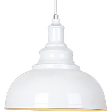 royaluxe- Suspension luminaire rétro vintage E27 – Abat-jour métal 29cm – Hauteur 23cm – Anti-corrosion pour bar, café, loft, blanc – Norcks (1/5)