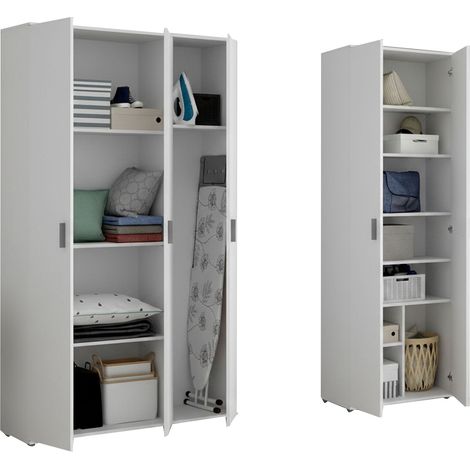 Armadio Multiuso Grande Brumano, Modulabile, 10 Ripiani, 5 Ante, 177x190h cm Bianco