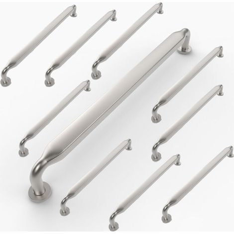 10 Pièces Poignee de Meuble Nickel Brossé Cuisine Entraxe 192mm Poignées pour Placards Poignet de Porte Cuisine (1/5)