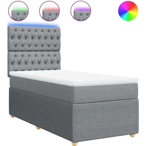 Maison Exclusive - Sommier à lattes de lit et matelas Gris clair 90x190 cm Tissu (1/5)