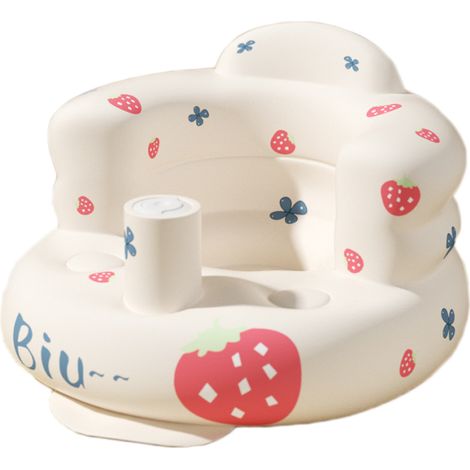 Siège gonflable bébé PVC portable, apprentissage assis pour nourrisson, motif fleur fraise, douche bain, jouet mignon, entraînement tout-petit (1/5)