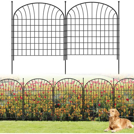 Clôture de Jardin en Métal - (81 cm H x 71 cm W 5 Panneaux Longueur 3,5 m) Décorative Clôture pour Jardin Barrière Lot de 5 Panneaux Extérieurs Gazon Parterre, Noir (1/5)