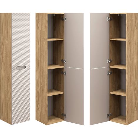 Hochschrank 2-türig in Eiche mit beige OLUO-56-BEIGE (1/5)