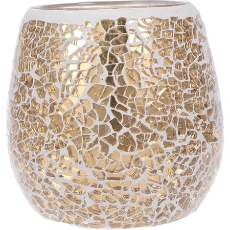 bougie chauffe plat en verre doré style mosaïque Bougeoir (1/5)