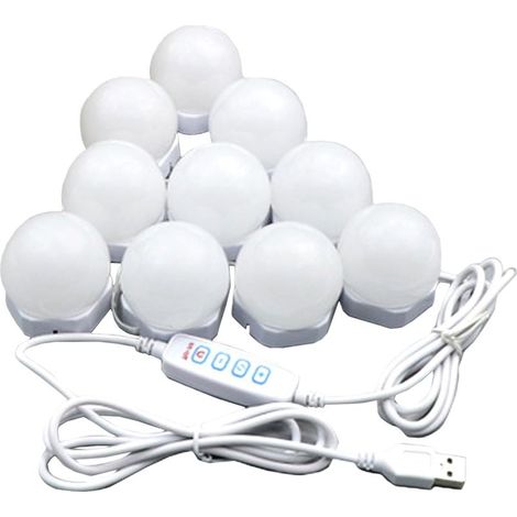 Kit of lamps of mirror style hollywoodien, color and brightness adjustable with 10 bulbs LED, lighting of mirror for table of makeup (1/5)