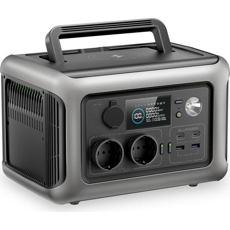 ALLPOWERS Station d'alimentation Portable R600, Batterie LiFePO4 299Wh, générateur Solaire de Sortie CA avec 2 Piles de 600 W, Charge Rapide 0-100% en 1 Heure pour Camping, Camping-Car, Urgence