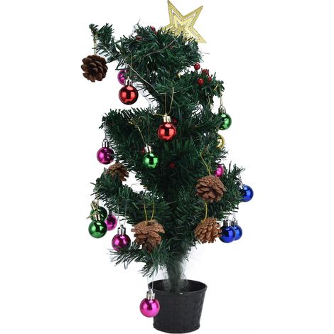 Sapin lumineux décoratif de Noël avec ornements, mini guirlande lumineuse pour cadeau de table, décoration de maison festive (sans piles) (1/5)