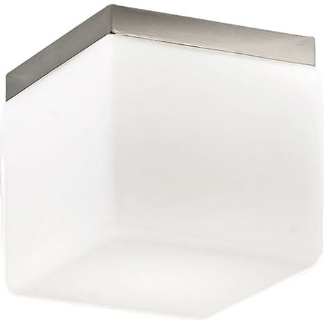 Plafonnier Carré Anodisé Binnie Avec Verre Satiné E14 Ip20 20Cm - Groupe Rossini - Plafonnier Compact (1/5)