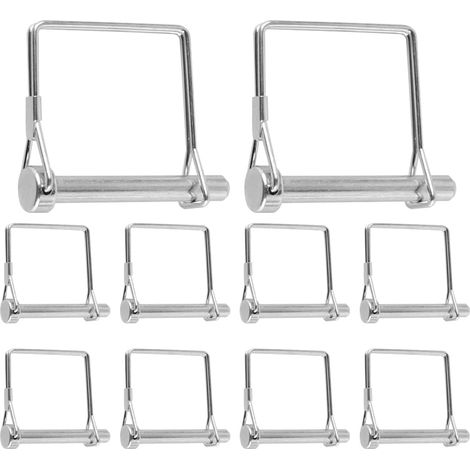 Lot de 10 goupilles de Verrouillage d'essieu 8 x 60 mm, goupilles de Verrouillage à Anneau de Traction carrées, goupilles de positionnement pour remorques agricoles, acier à Ressort Q195 (1/5)