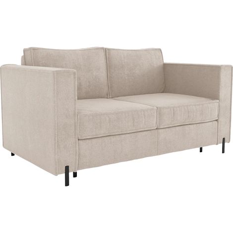 Divano letto 3 posti a ribalta Posto letto 140 cm Materasso 14 cm in Tessuto testurizzato Beige - ELORYA (1/5)