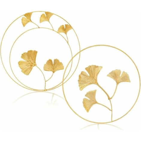 (Or) 2 PCS Décoration Murale en Métal Décoration Murale en Fer Décoration Murale Feuille de Ginkgo d'érable Tenture Murale Convient pour la Maison Bureau Salon Décoration d'hôtel (1/5)