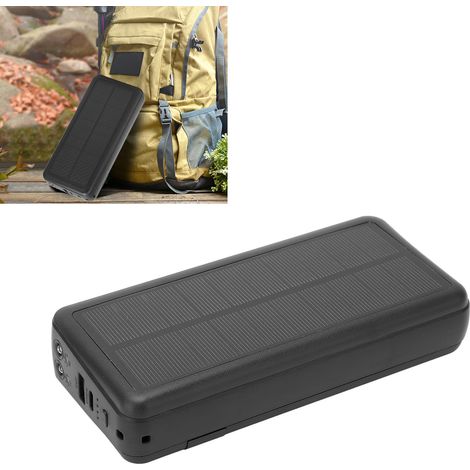 Batterie externe solaire LED 30 000 mAh, lampe de secours pour le camping (noire) (1/5)
