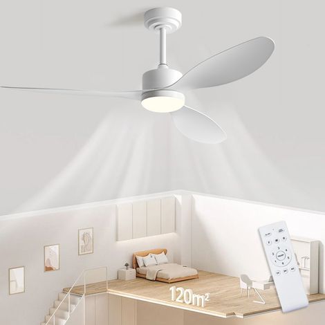 Ventilateur de plafond de 106 cm avec lumière et télécommande, moteur CC silencieux, 6 vitesses, 3 températures de couleur, minuterie (1/5)