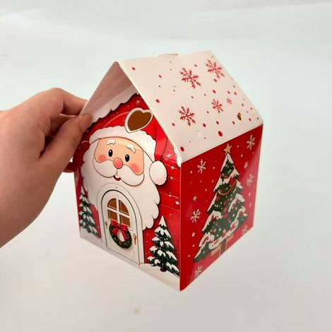 Christmas Eve Gift Box, Creative House Style Candy Gift Box, Peace Apple Gift Packaging Box - Design D - Design D