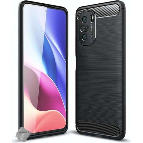 Coque silicone gel carbone pour Xiaomi Poco F3 / Mi 11i 5G + film ecran - NOIR