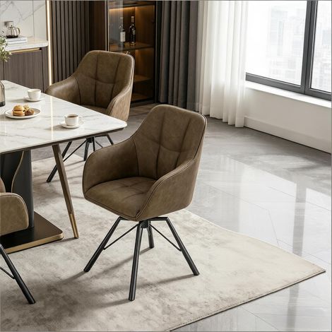 Moderne Küchenstühle mit gepolstertem Rückenlehne, breiter Sitzfläche und Drehfunktion – Set aus 2 Stück