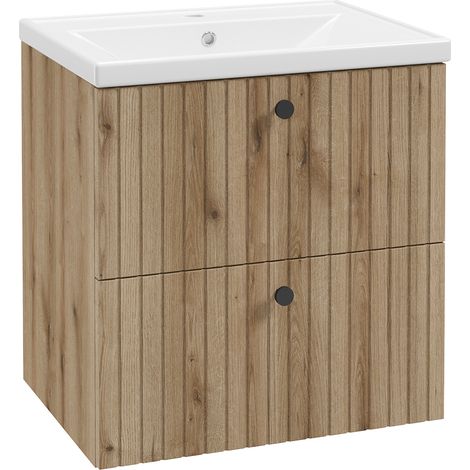 Waschtischunterschrank mit Waschbecken 60 cm Eiche RIVA-107 (1/5)