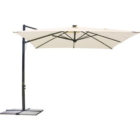 Ombrellone da Giardino con Luci Led 3 x 3 Metri in Alluminio con Palo Laterale Ombrellone Bar e Giardino (1/5)